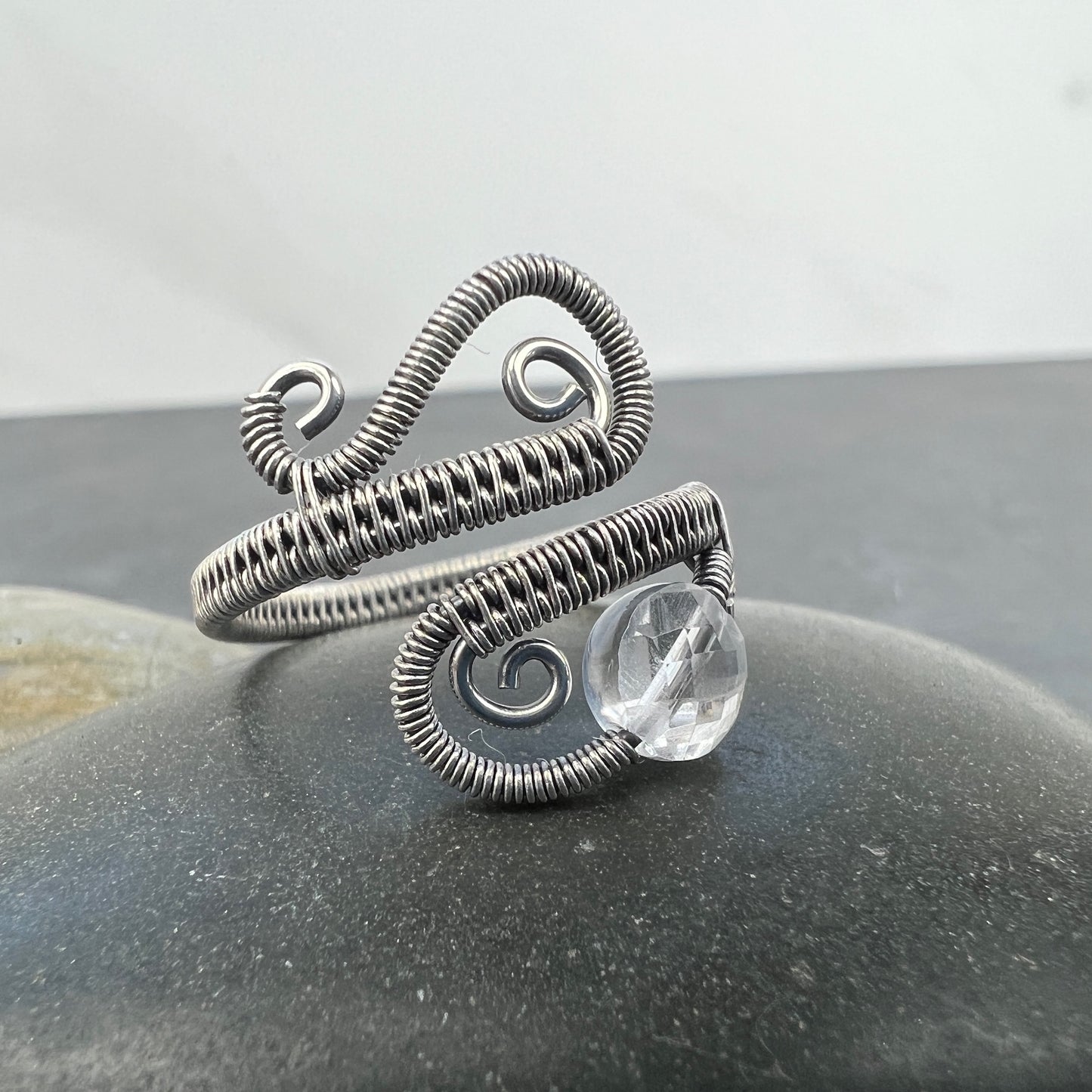 Sterling Silver Adjustable Rings - Wire Woven Swirly Rings