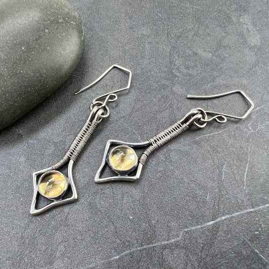 Stellar Citrine Dangle Earrings - Sterling Silver