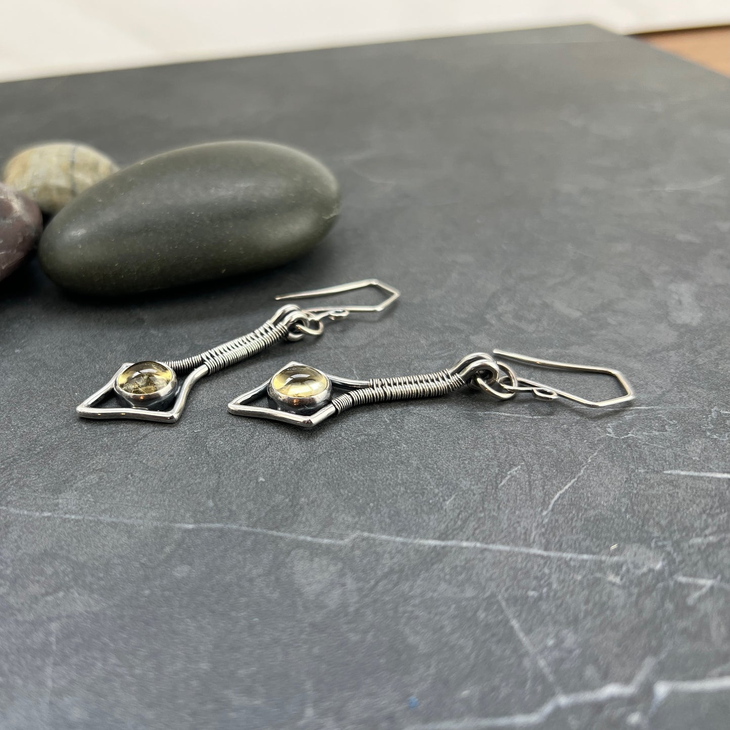 Stellar Citrine Dangle Earrings - Sterling Silver