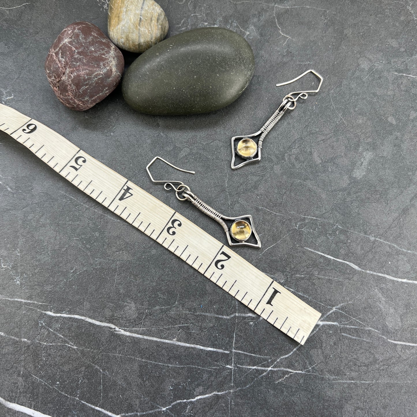 Stellar Citrine Dangle Earrings - Sterling Silver