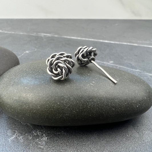 Twisted Rose Stud Earrings - Sterling Silver