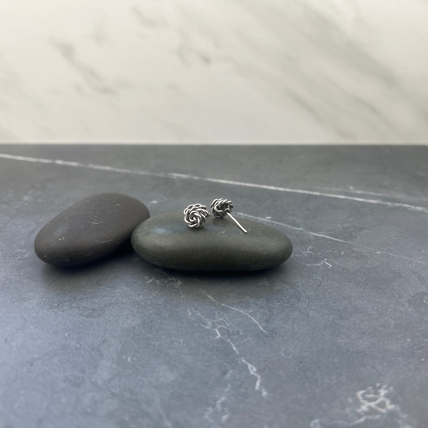 Twisted Rose Stud Earrings - Sterling Silver