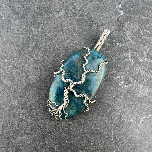 Sterling Silver Apatite Pendant - Tree of Life Pendant