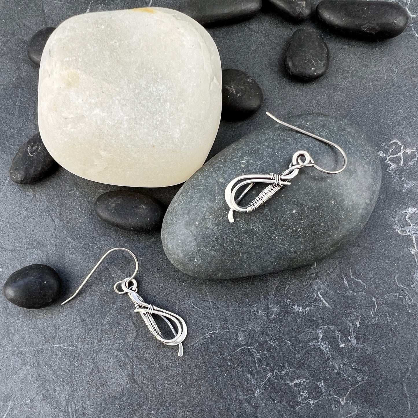Handcrafted Sterling Silver Tear Drop Earrings | Intricate Wire Woven Design