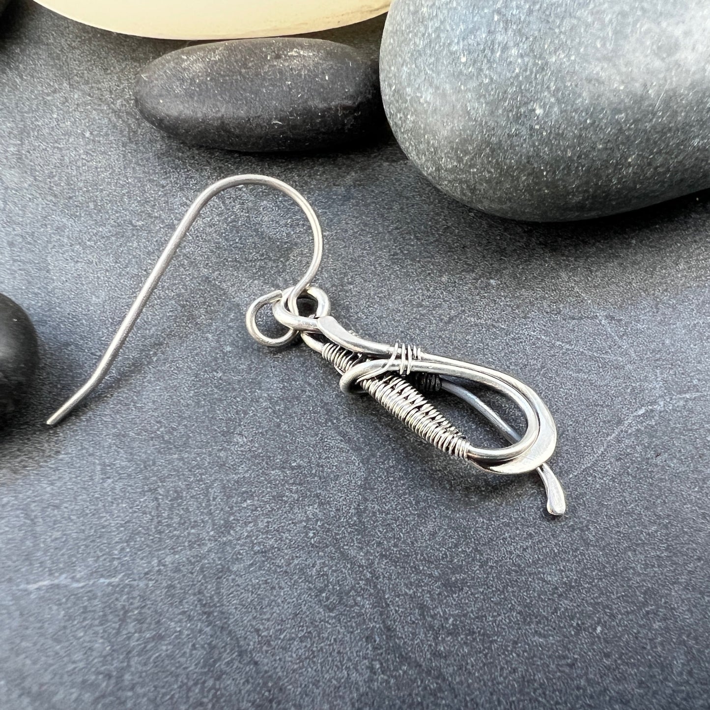 Handcrafted Sterling Silver Tear Drop Earrings | Intricate Wire Woven Design
