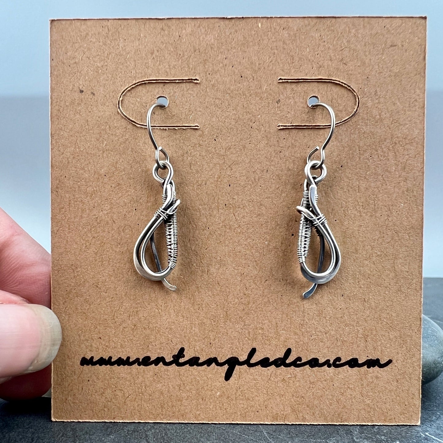 Handcrafted Sterling Silver Tear Drop Earrings | Intricate Wire Woven Design