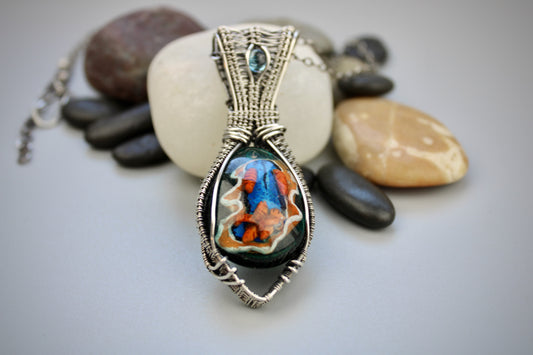 Unique Silver Wire Wrapped Pendant - Ocean Pendant - Amazing Nudibranch Pendant