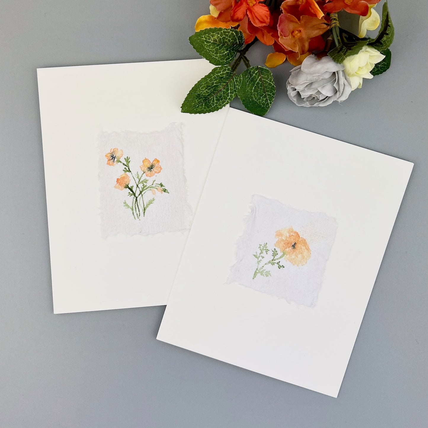 California Poppies - Hand-painted Greeting Cards - Original Watercolor Stationary