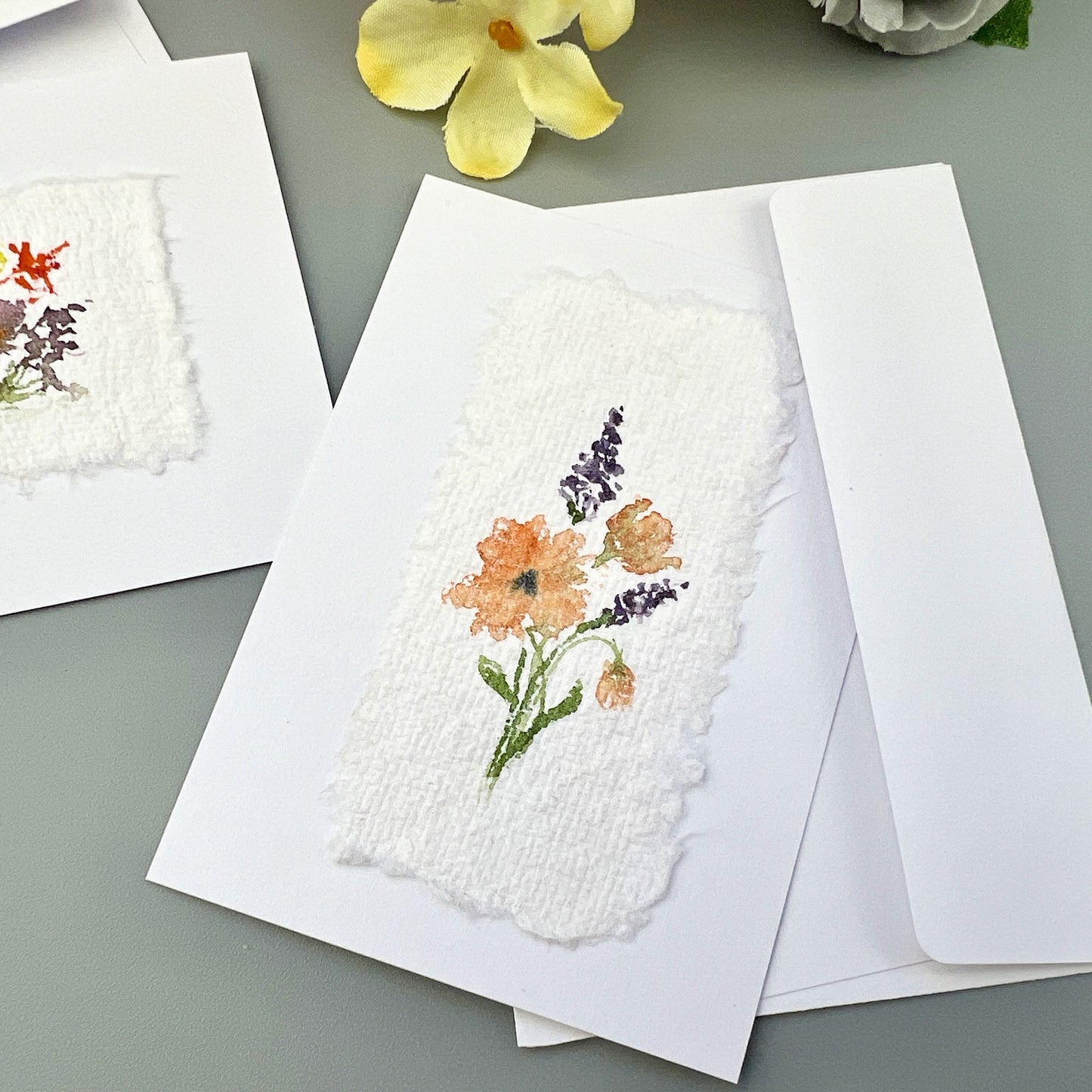 Wildflower Note Cards Set of 2 - Hand-painted Greeting Cards - Original Watercolor Stationary