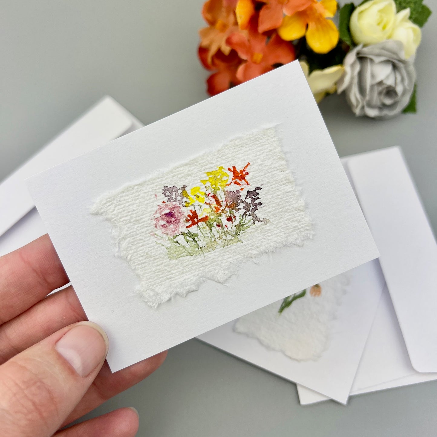 Wildflower Note Cards Set of 2 - Hand-painted Greeting Cards - Original Watercolor Stationary
