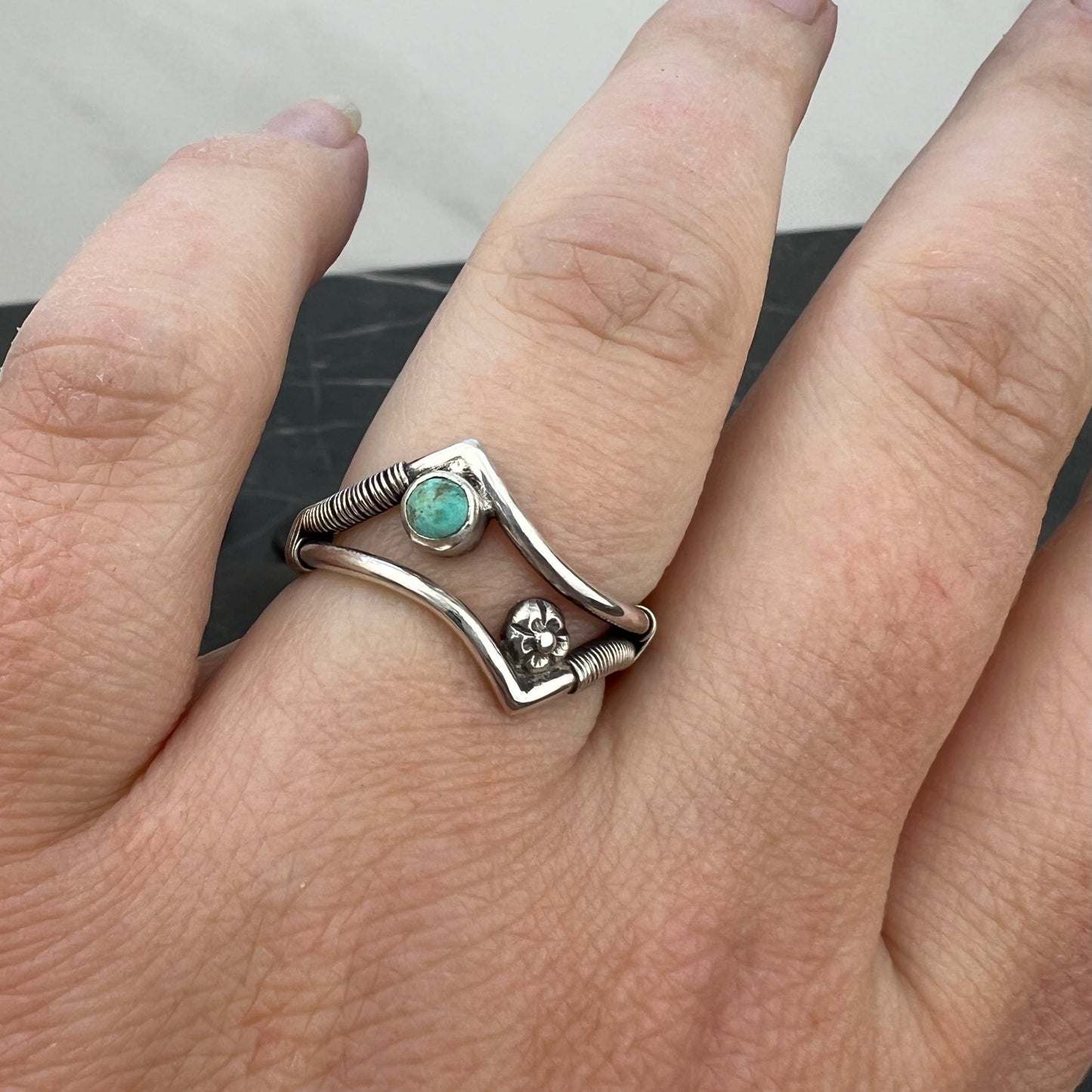 Tyrone Turquoise Bloom Ring US8