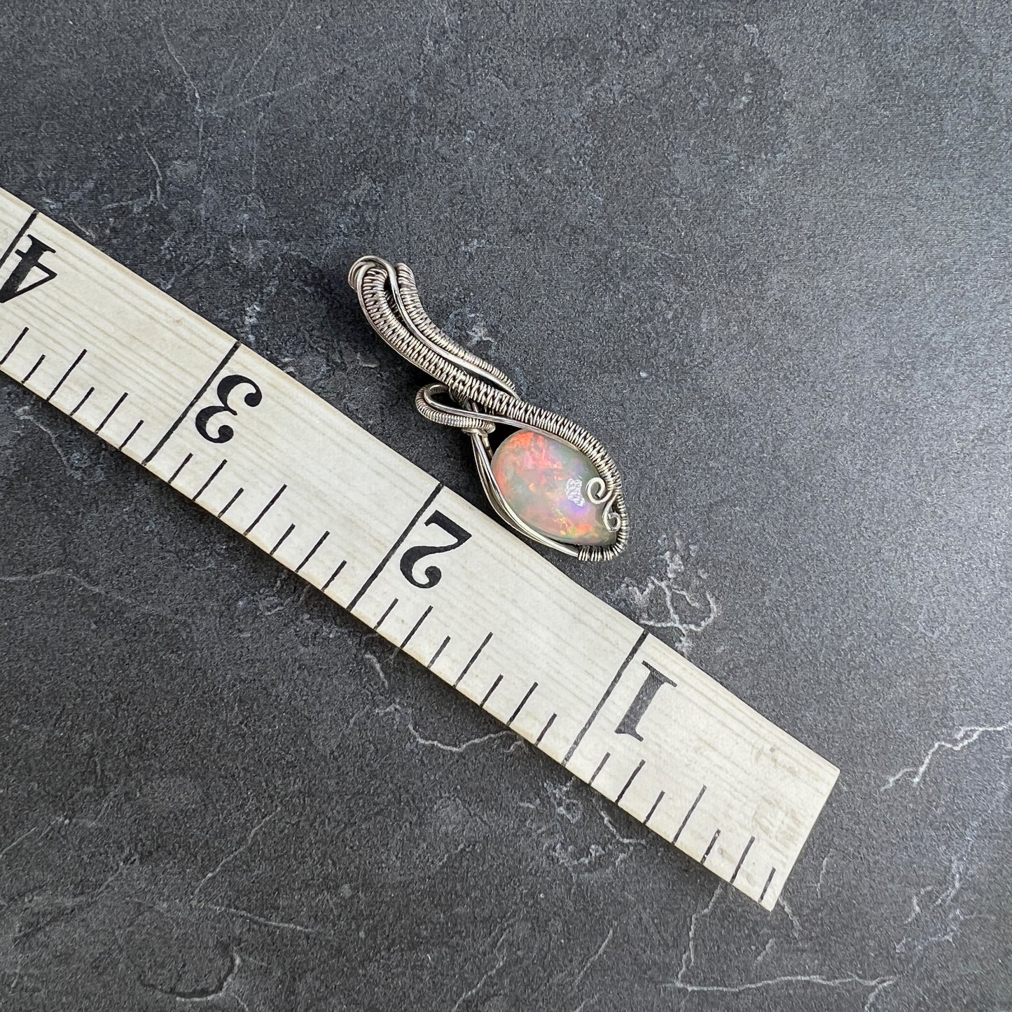 Large Elegant Silver Opal Pendant - Amazing Ethiopian Opal Pendant