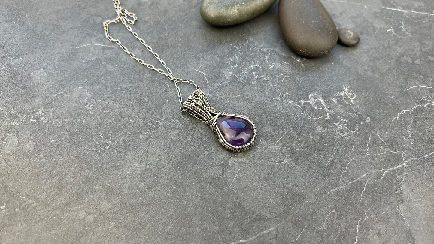 Silver Star Amethyst Pendant - Sterling Silver Pendant - Amazing Amethyst Pendant