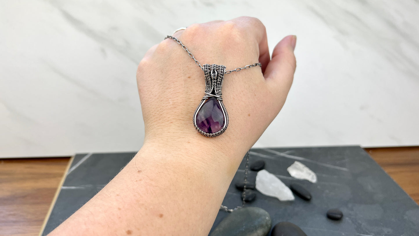 Silver Star Amethyst Pendant - Sterling Silver Pendant - Amazing Amethyst Pendant