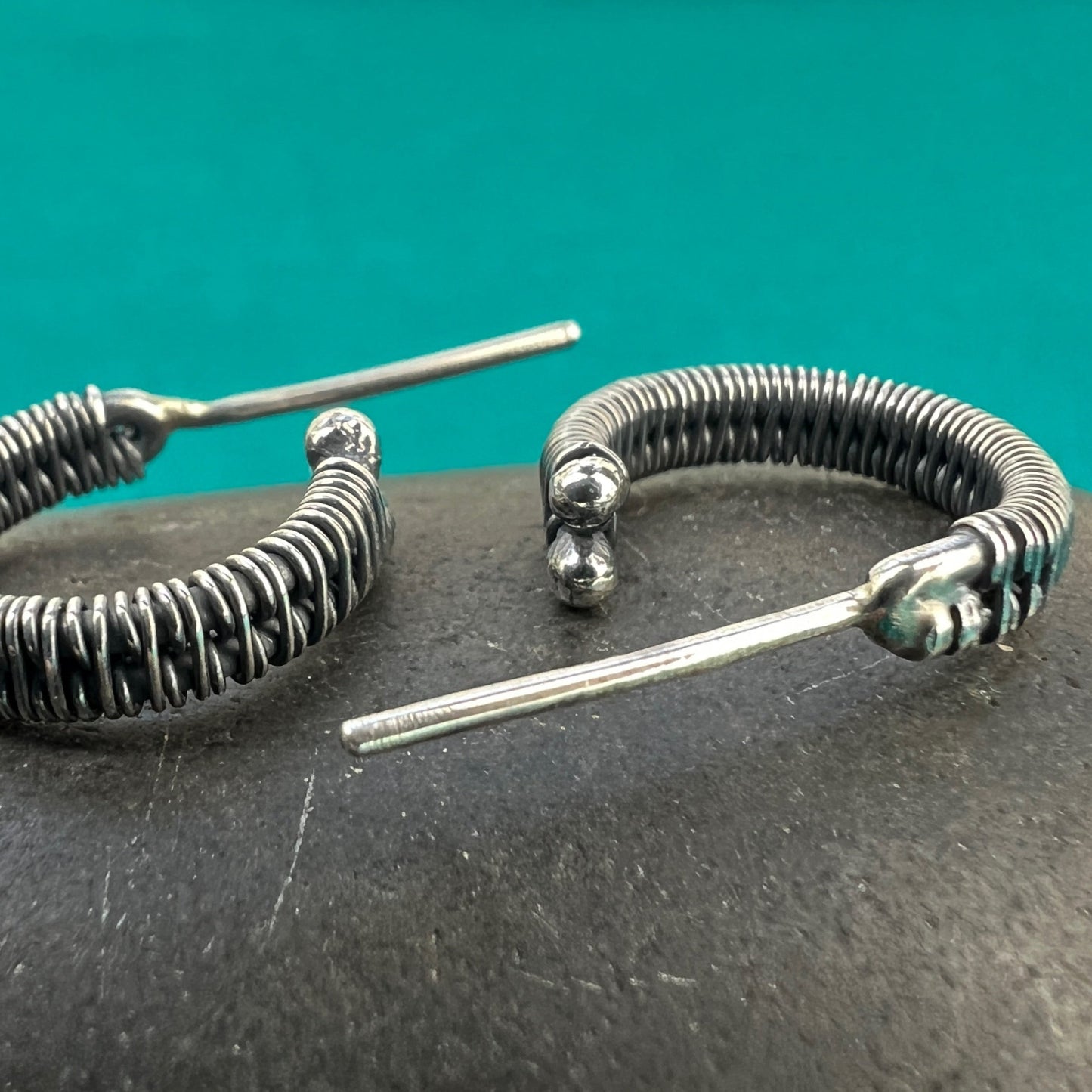 Wirewoven Hoop Earrings - Sterling and Fine Silver