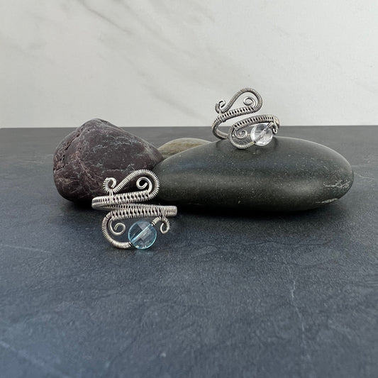 Sterling Silver Adjustable Rings - Wire Woven Swirly Rings