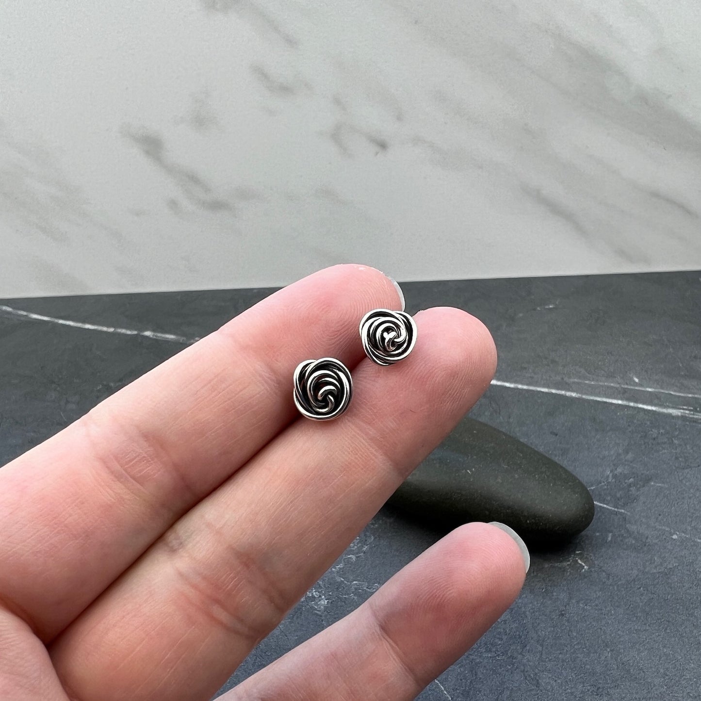 Twisted Rose Stud Earrings - Sterling Silver