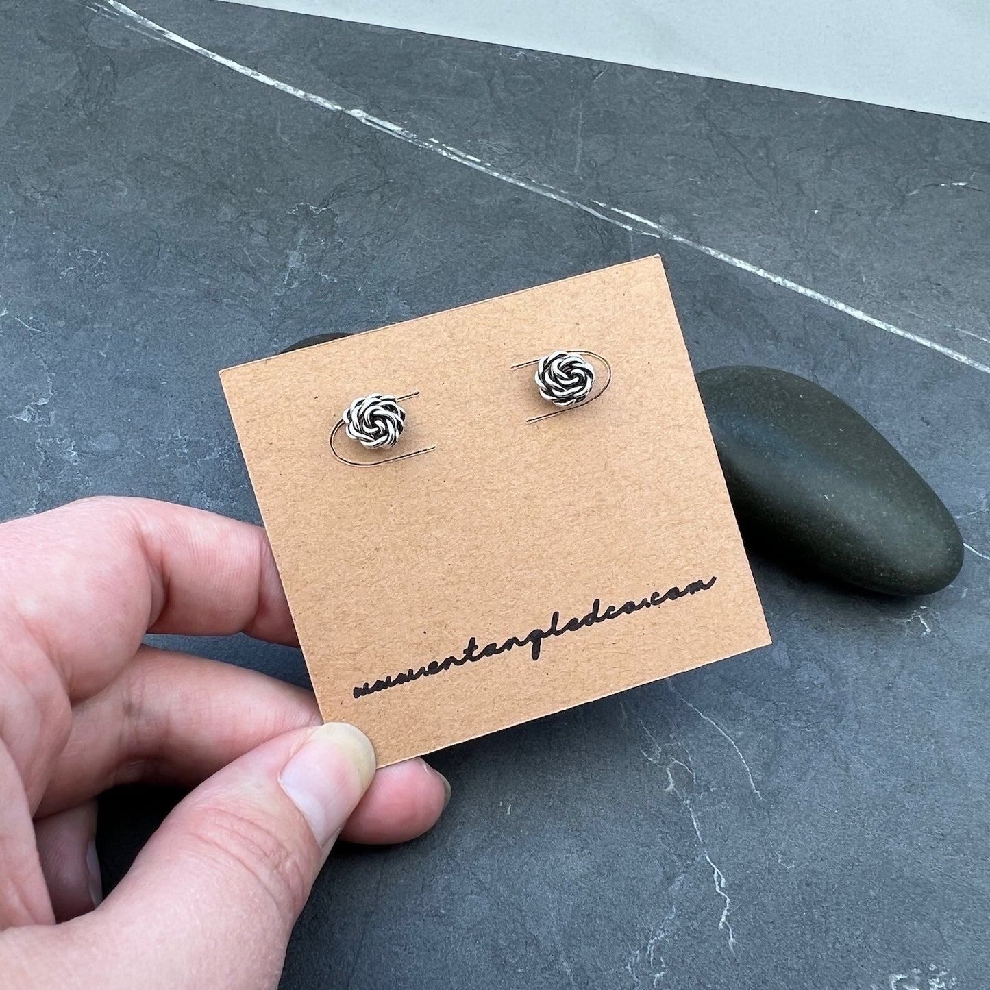 Twisted Rose Stud Earrings - Sterling Silver