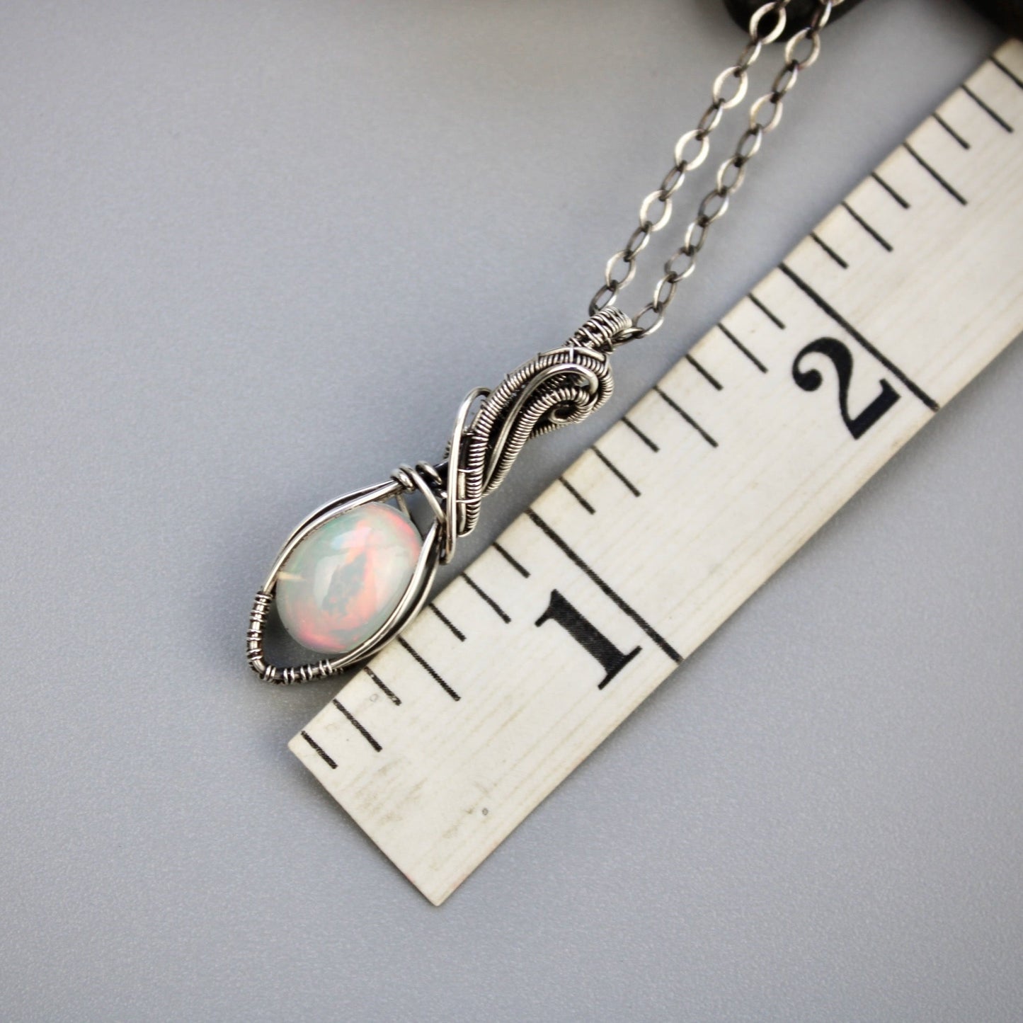 Elegant Swirly Silver Opal Pendant - Stunning Ethiopian Opal