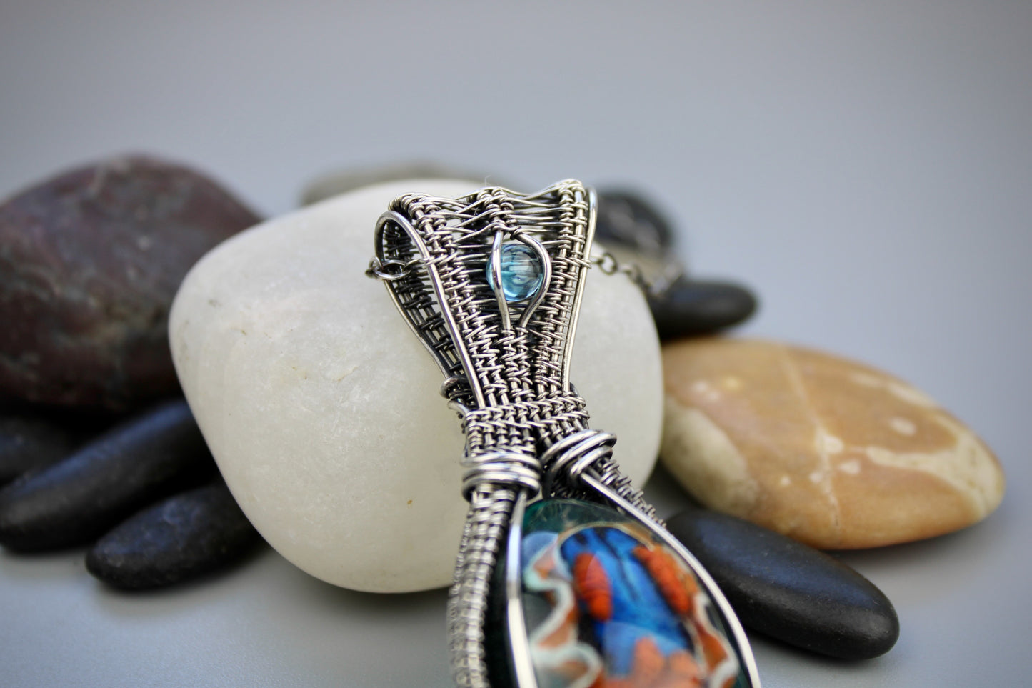 Unique Silver Wire Wrapped Pendant - Ocean Pendant - Amazing Nudibranch Pendant