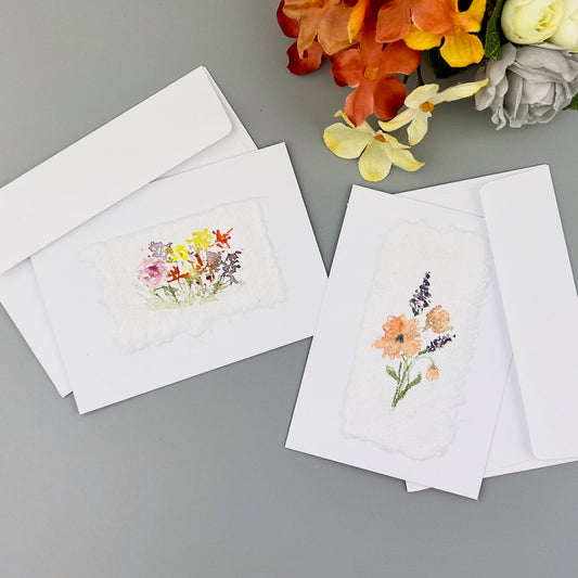 Wildflower Note Cards Set of 2 - Hand-painted Greeting Cards - Original Watercolor Stationary