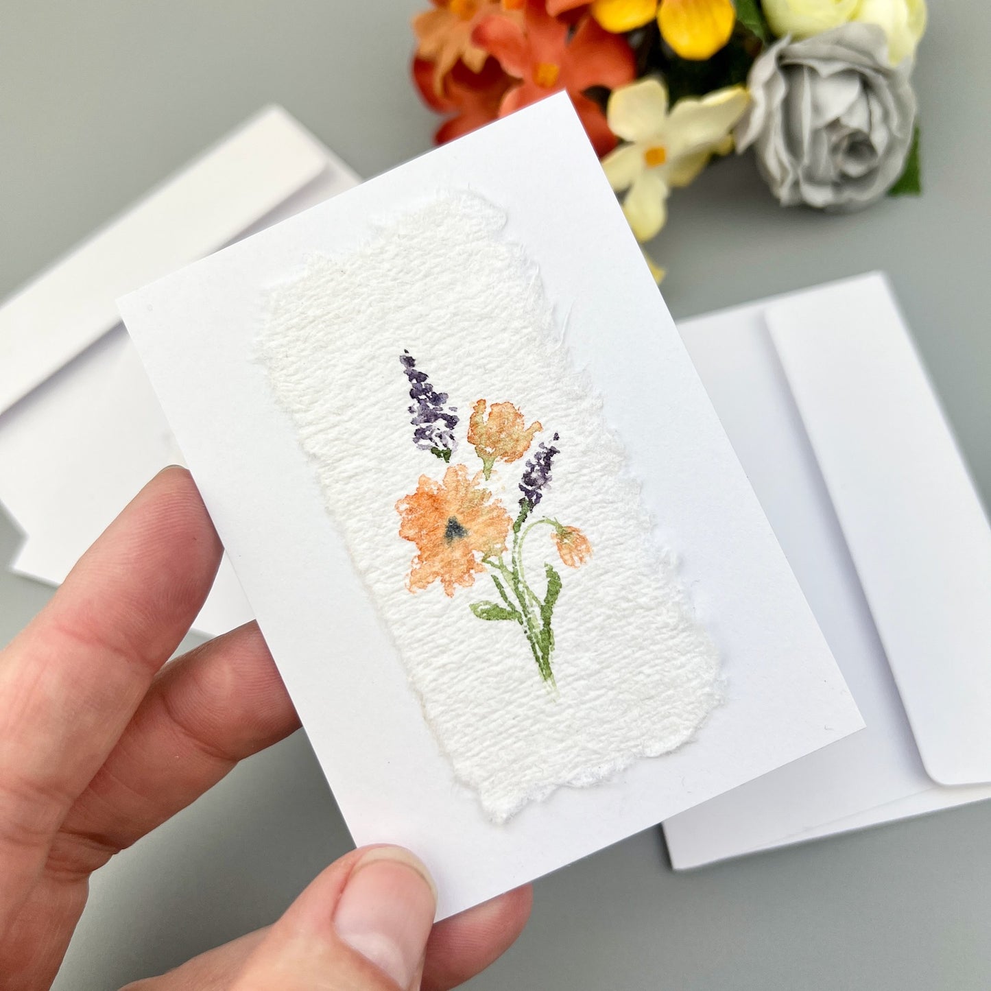 Wildflower Note Cards Set of 2 - Hand-painted Greeting Cards - Original Watercolor Stationary