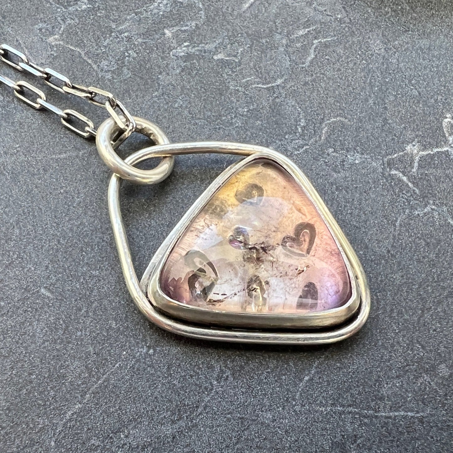 Ametrine Silver Heart Pendant - Sterling Silver Pendant