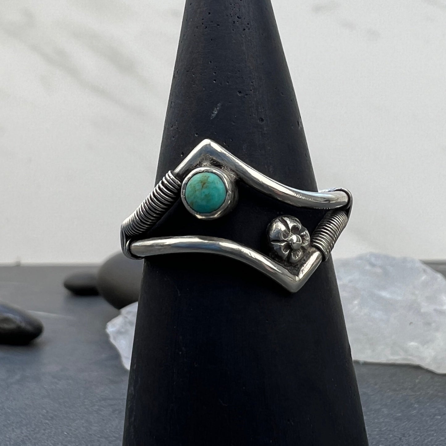 Tyrone Turquoise Bloom Ring US8